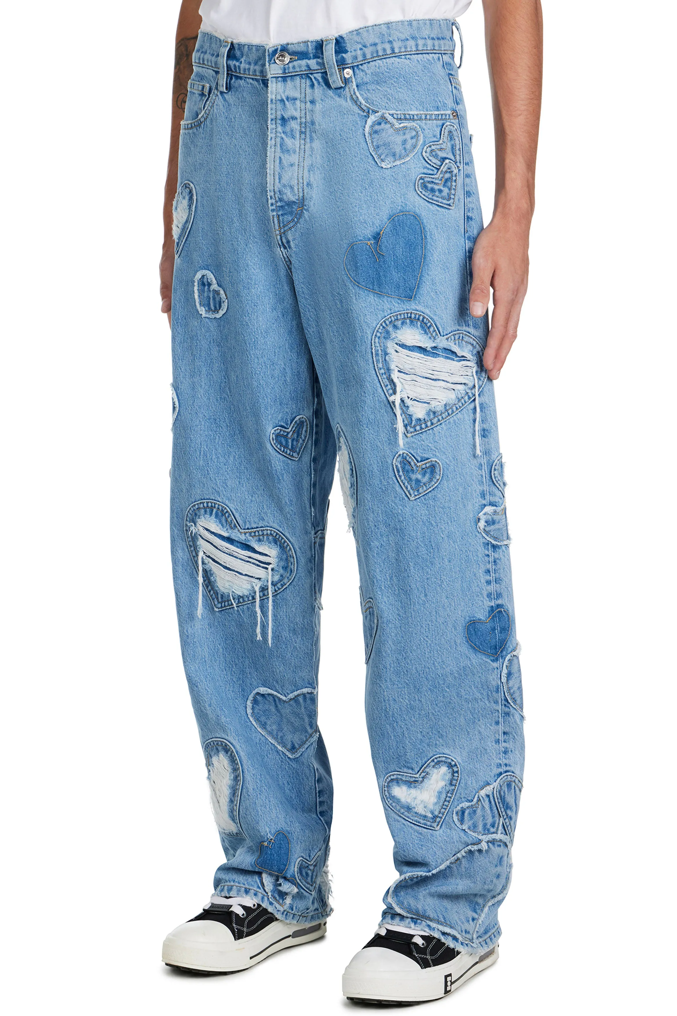 NAHMIAS | DENIM HEART PATCHWORK JEANS