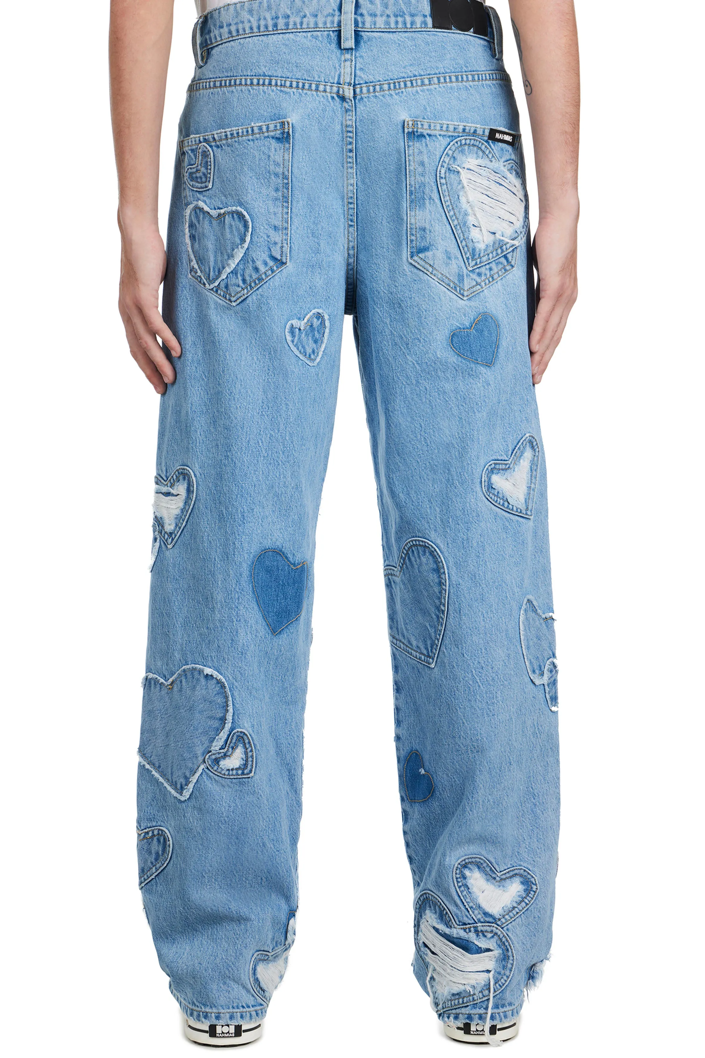 NAHMIAS | DENIM HEART PATCHWORK JEANS