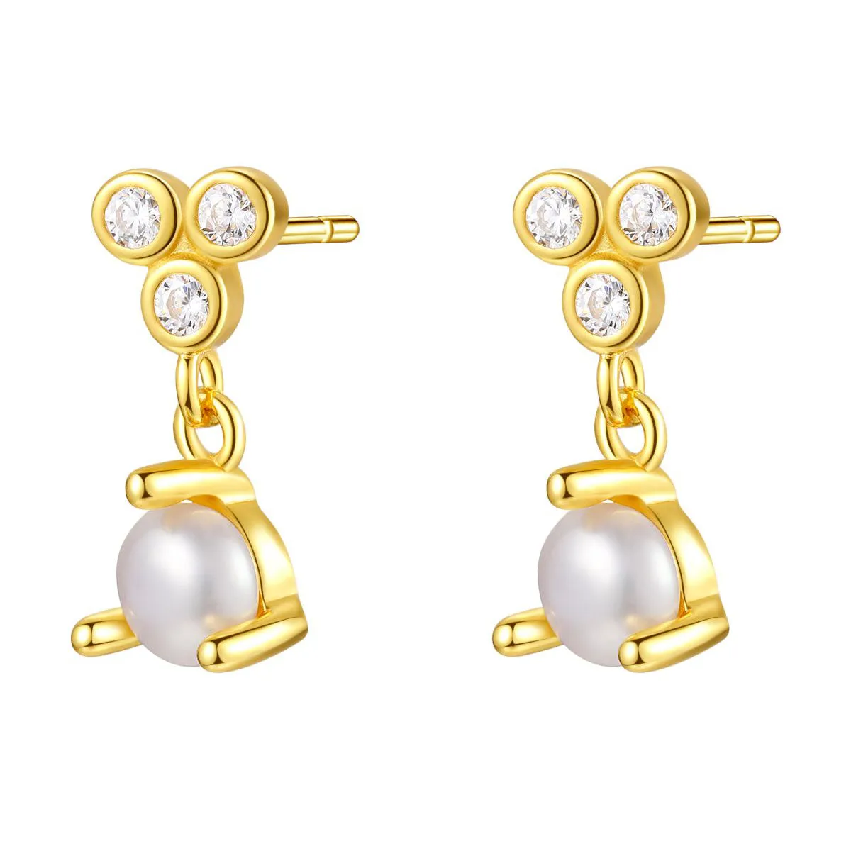 Nest Pearl Stud Earrings Sterling Silver Gold