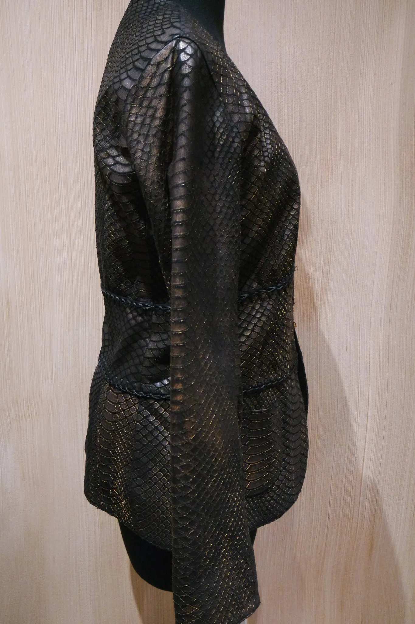 NV Black/Bronze Suede Jacket with Python Embossed Print