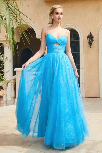 Ocean Blue Layered Tulle Ball Gown