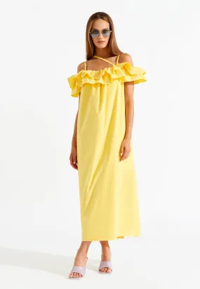 Off - Shoulder  Ruffle Sleeve Dress