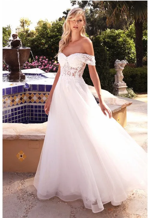 Off White Lace Off The Shoulder Bridal Gown