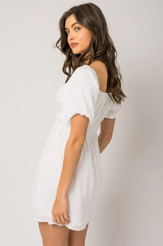 Off White Puff Sleeve Off Shoulder Dress