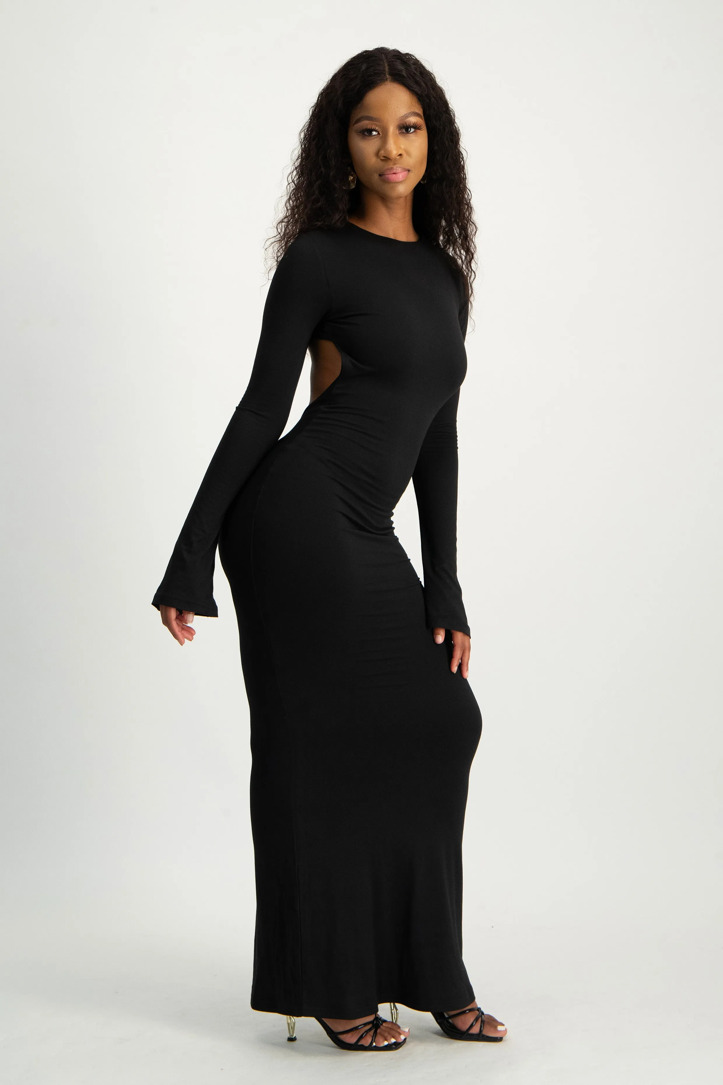 Open Back Long Sleeve Lounge Maxi Dress