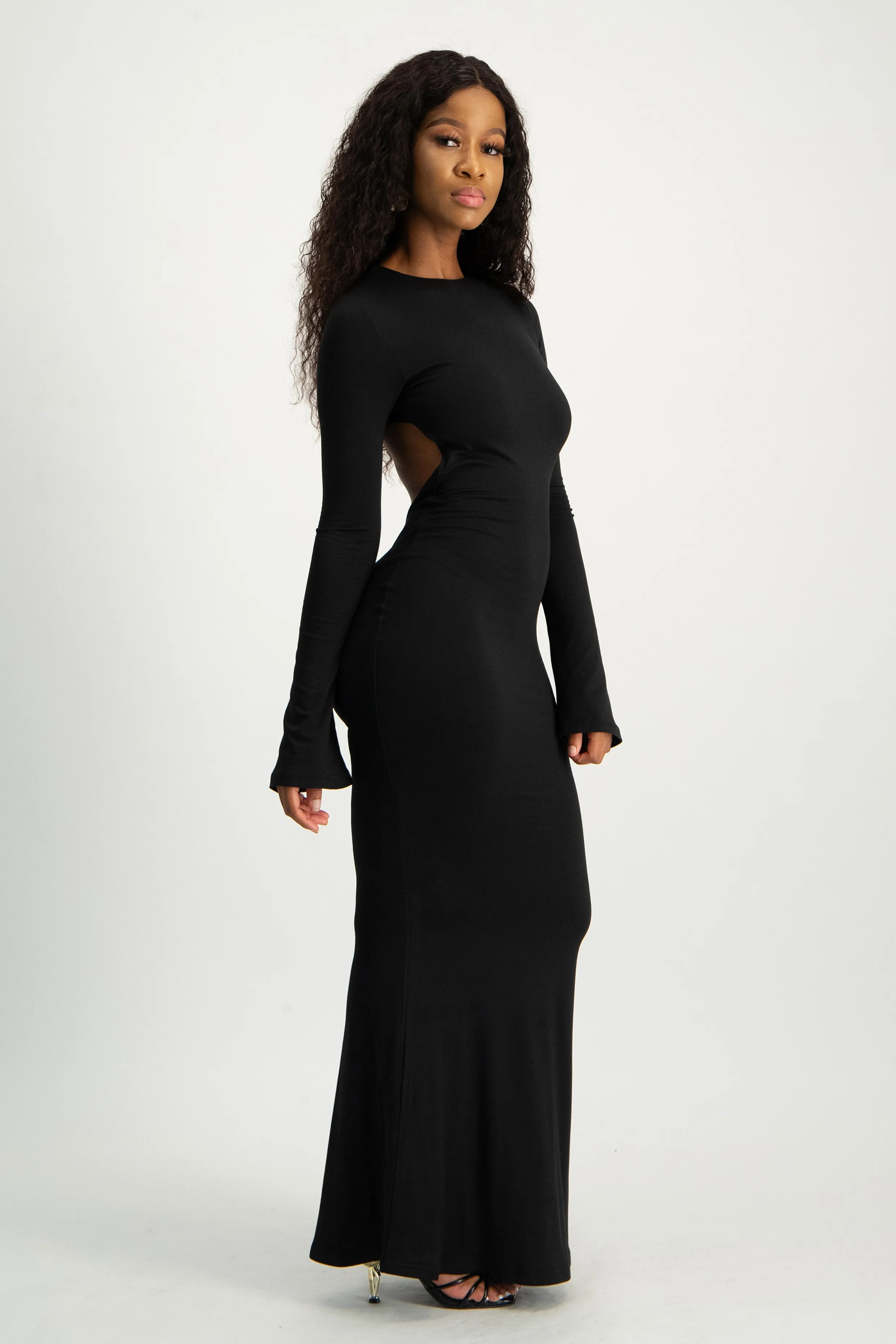 Open Back Long Sleeve Lounge Maxi Dress