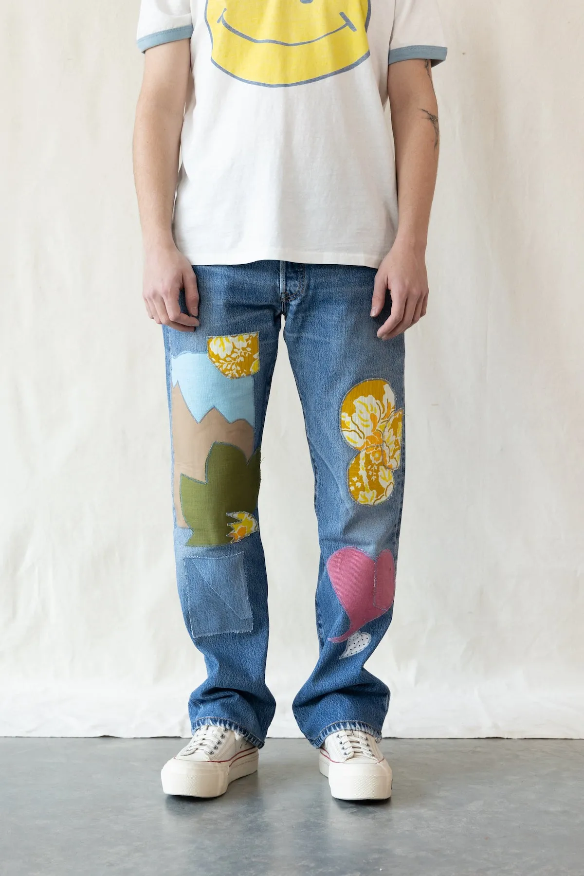 Patched Up 501 Jeans - Indigo/Floral