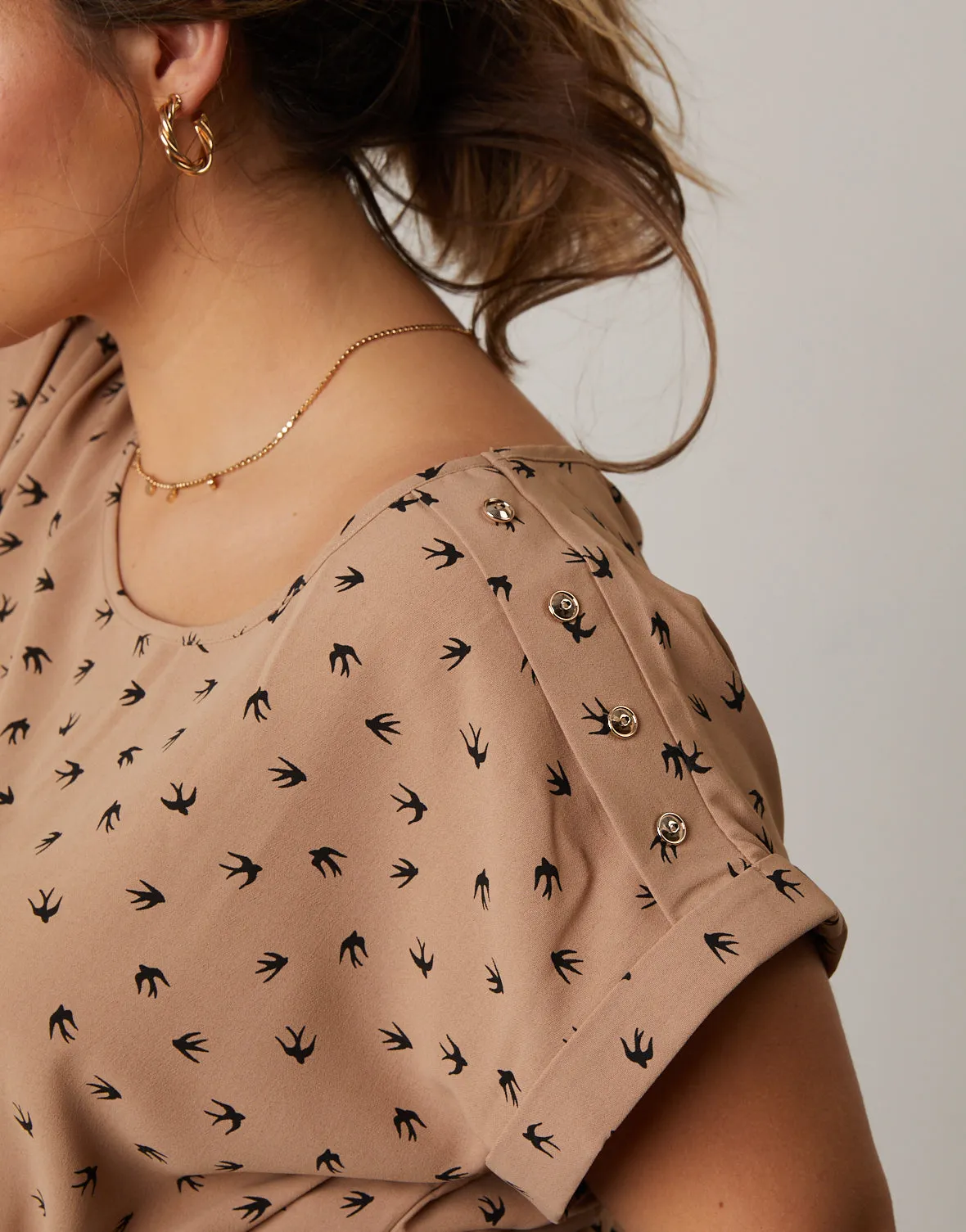 Plus Size Bird Pattern Blouse