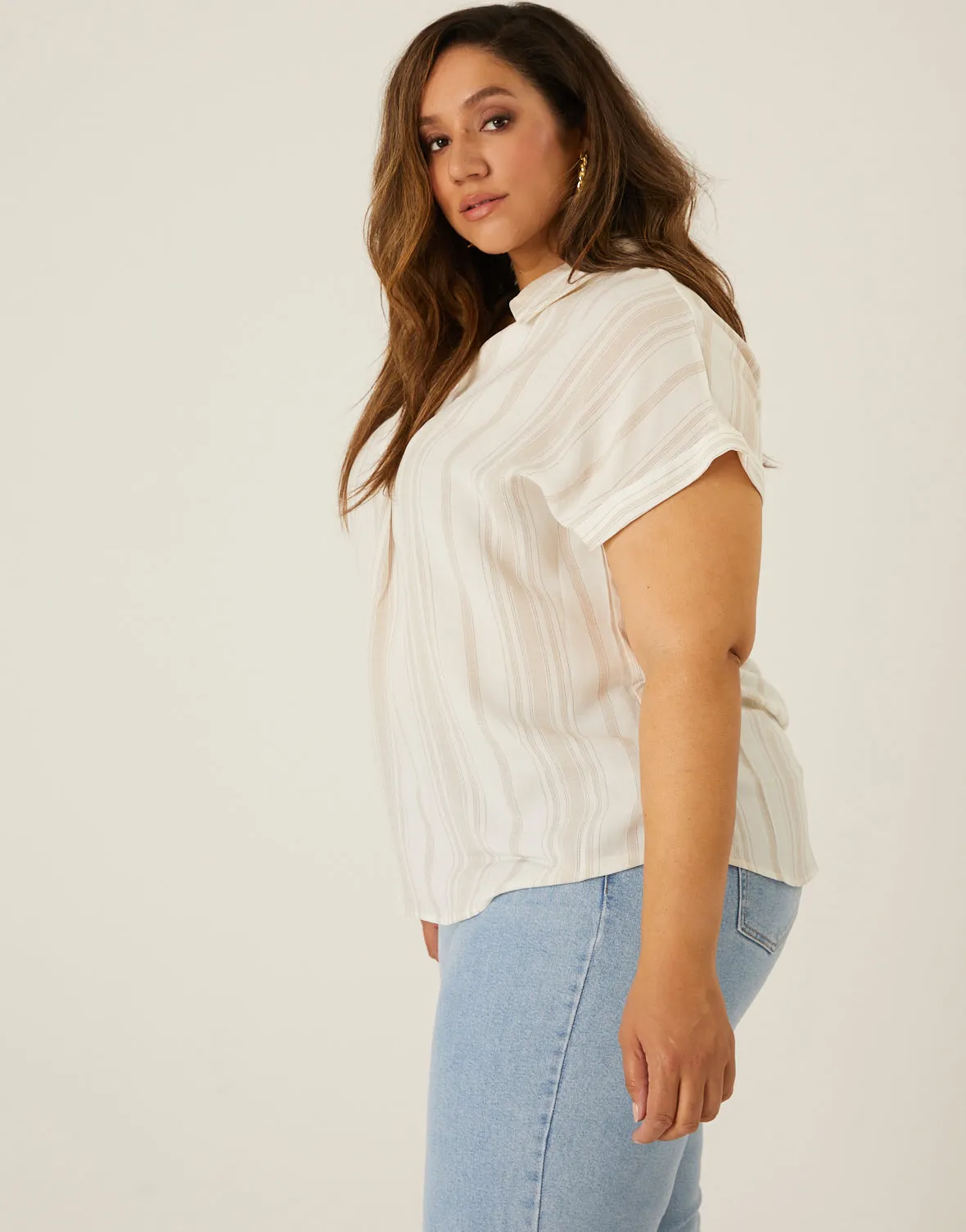 Plus Size Striped Linen Tee