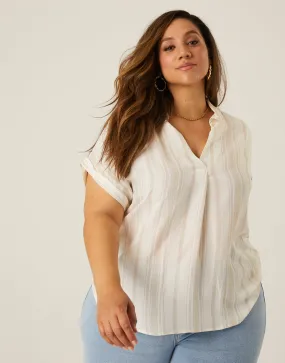 Plus Size Striped Linen Tee