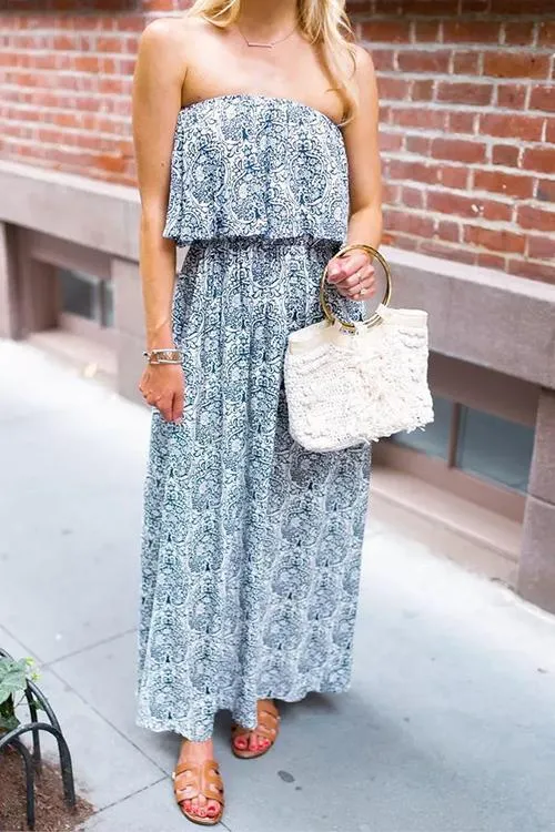 Print Off Shoulder Maxi Dress