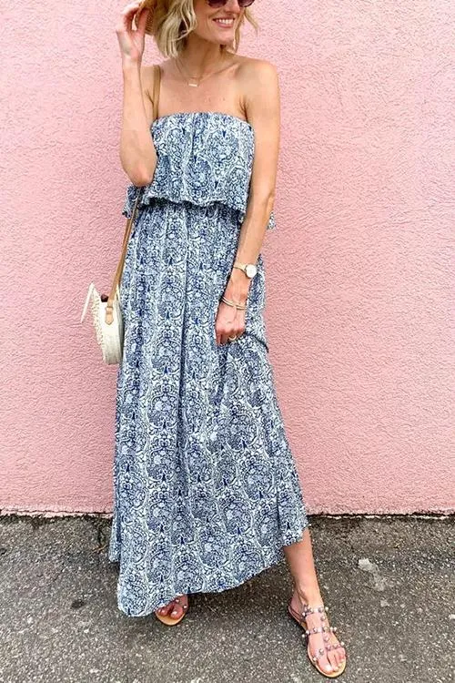 Print Off Shoulder Maxi Dress