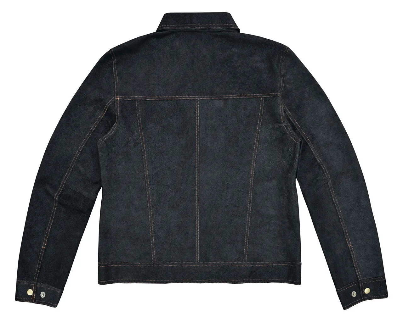 Rancher Goat Suede Trucker Black Leather Jacket