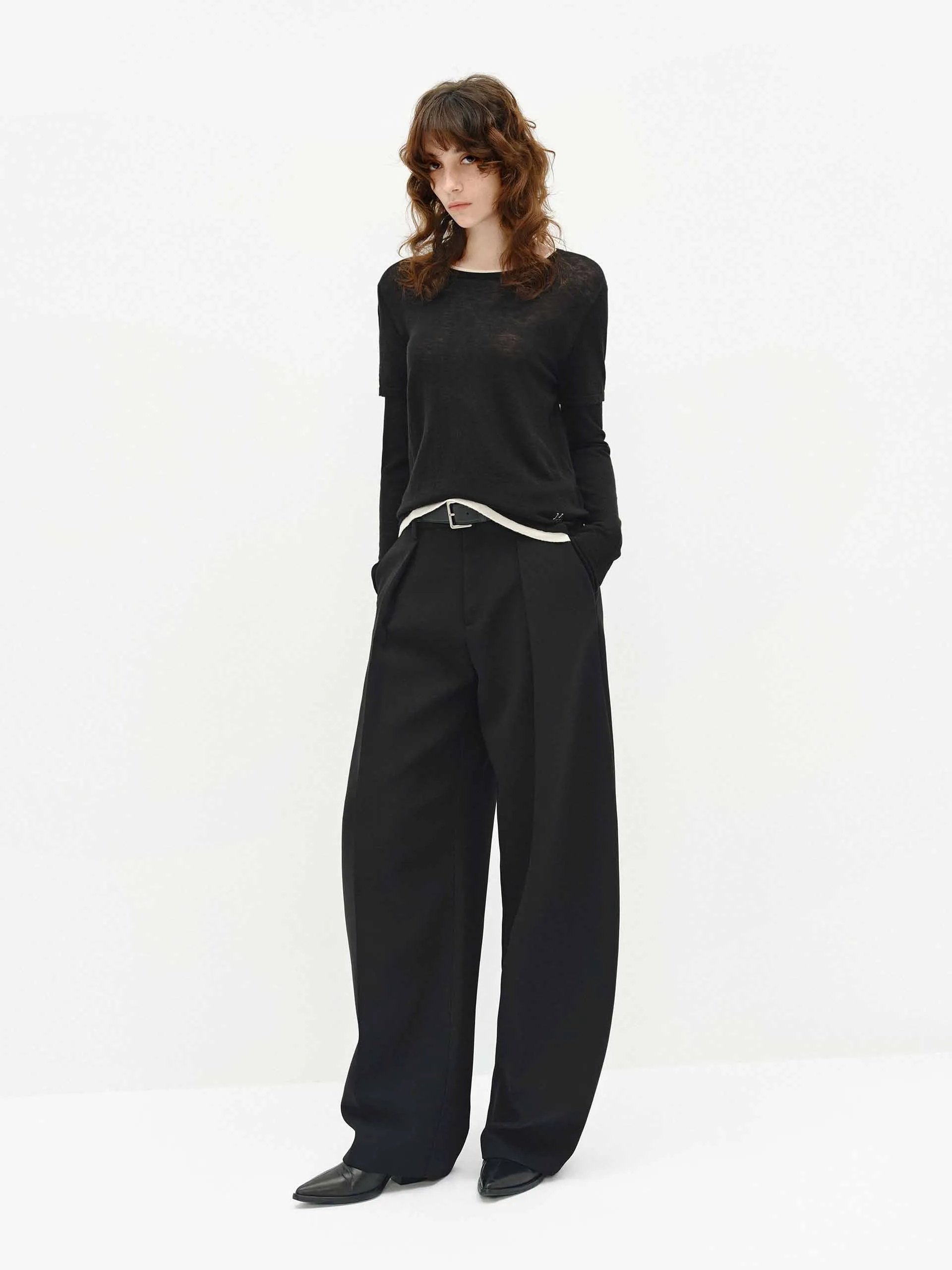 Relaxed Barrel Leg Pants