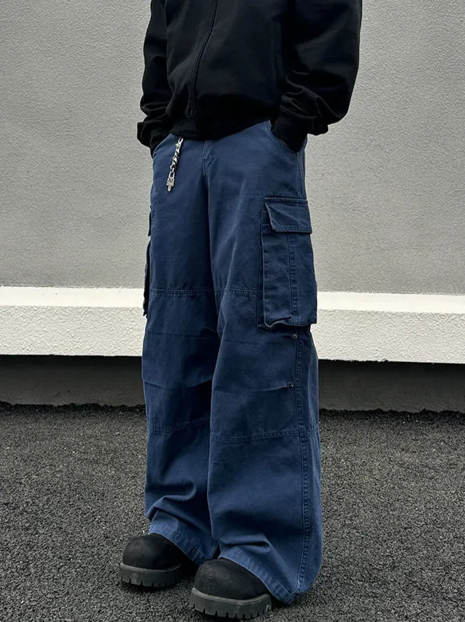 Relaxed Fit Cargo Wide-Leg Pants