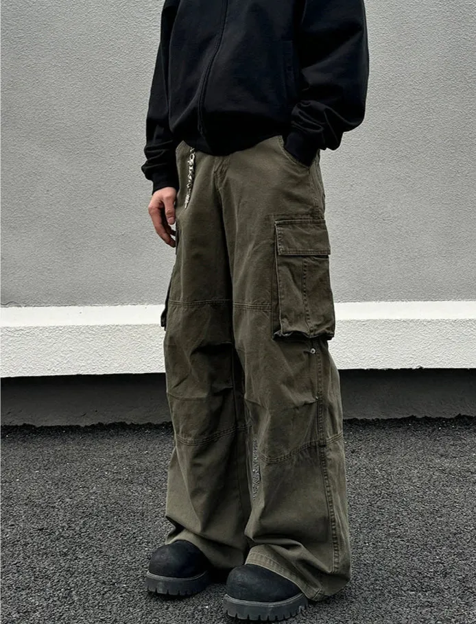 Relaxed Fit Cargo Wide-Leg Pants