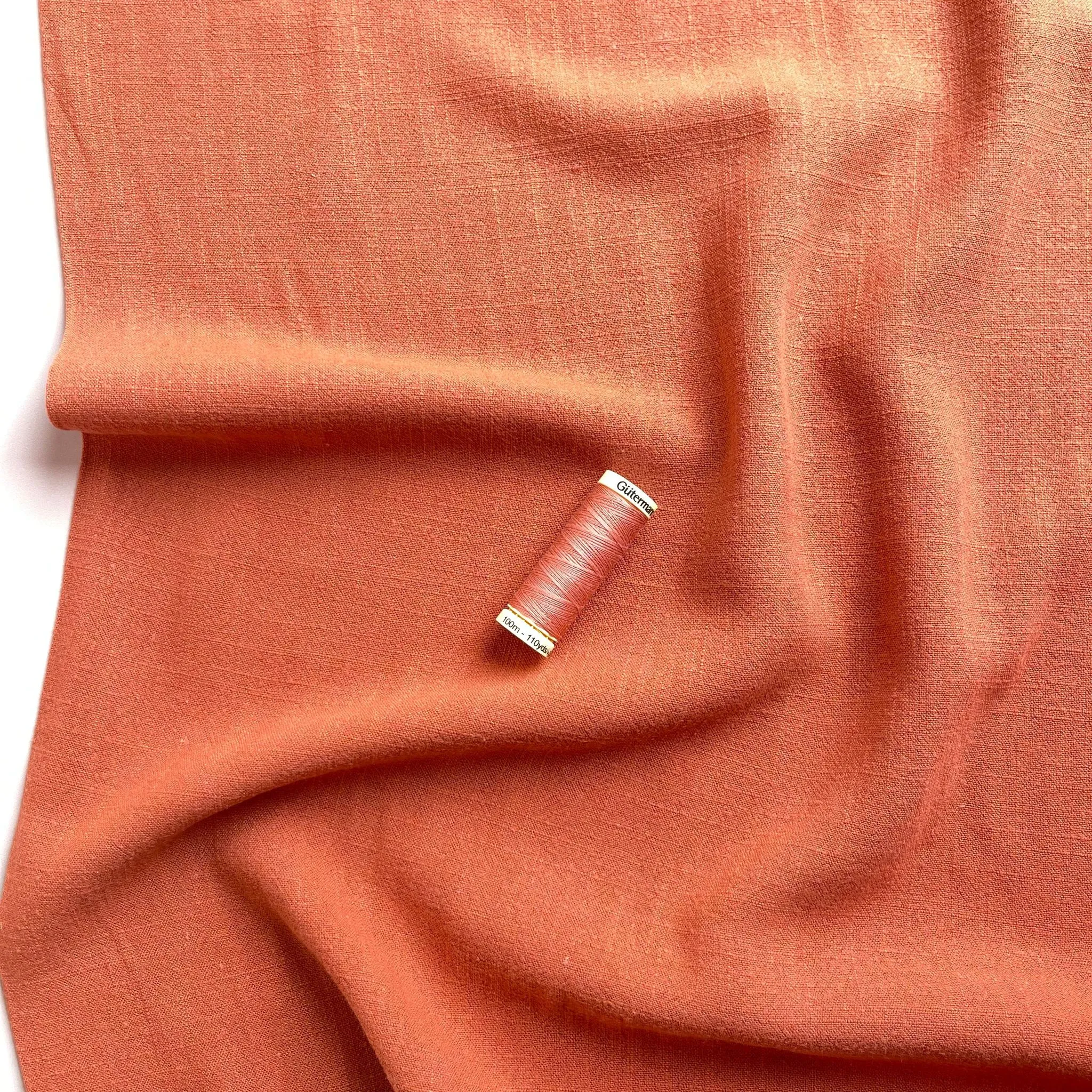 REMNANT 0.71 metre - Flow Terracotta Viscose Linen Blend Fabric