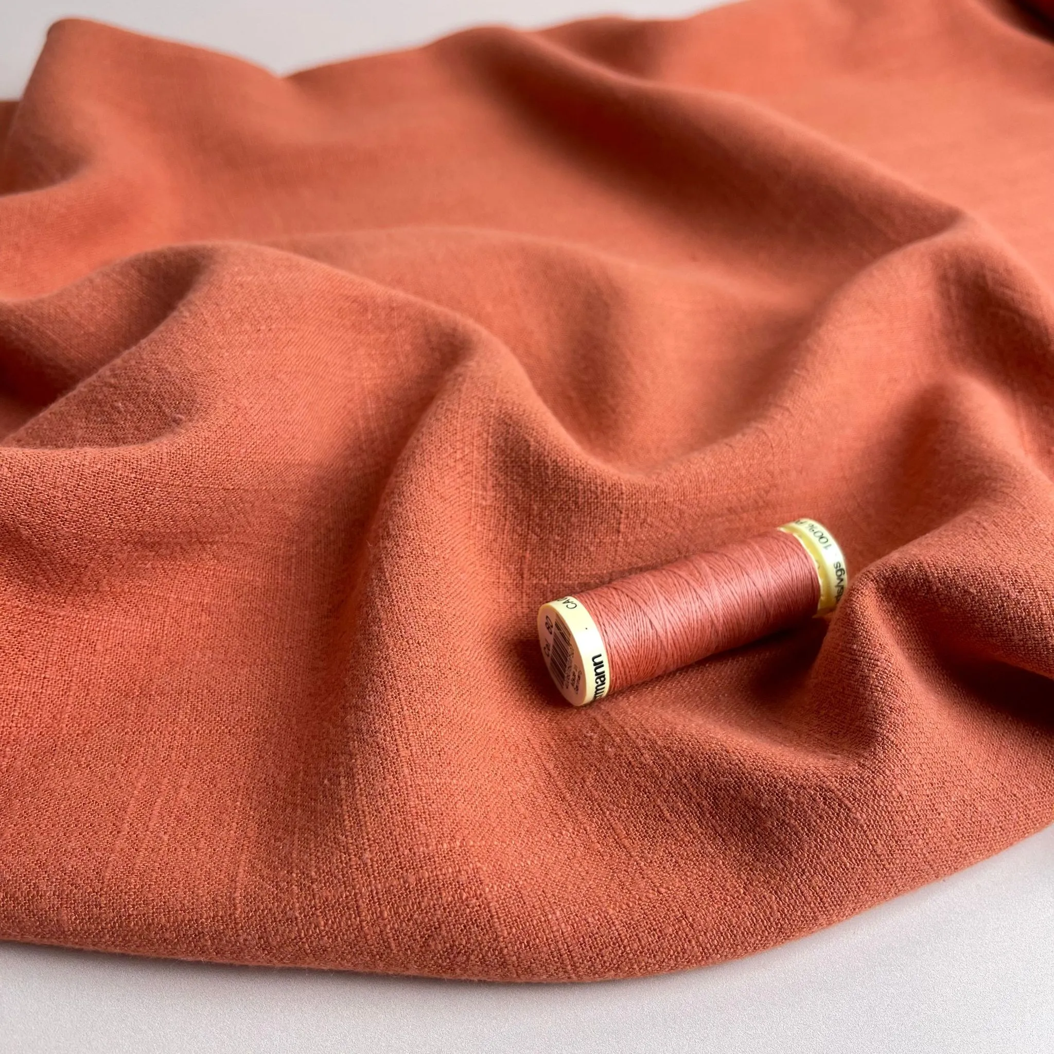 REMNANT 0.71 metre - Flow Terracotta Viscose Linen Blend Fabric