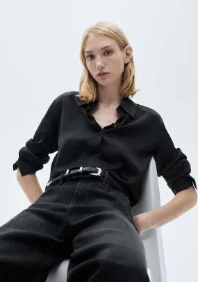 Satin finish flowy shirt - Black