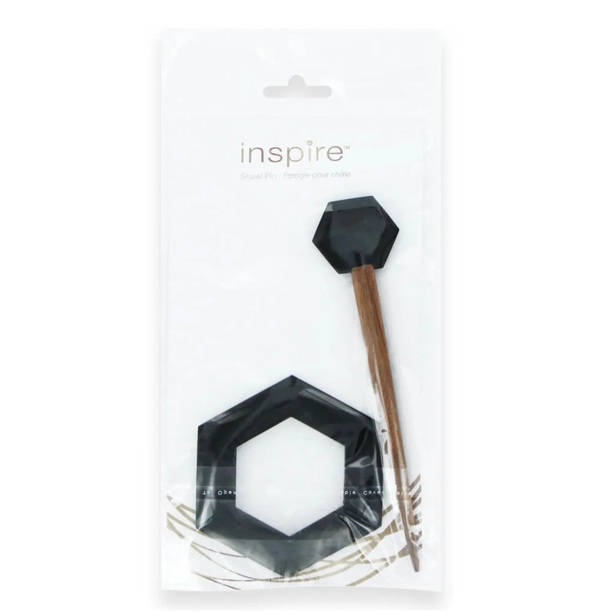 Shawl Pin - Hexagon - Horn - 3”