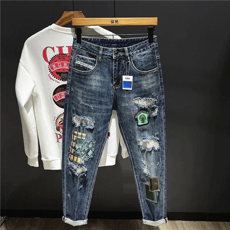 Street Fashion Ripped Patch Jeans