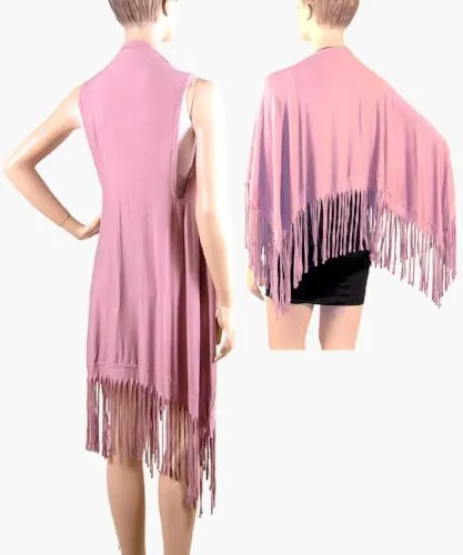 Suede-Feel Fringed Vests