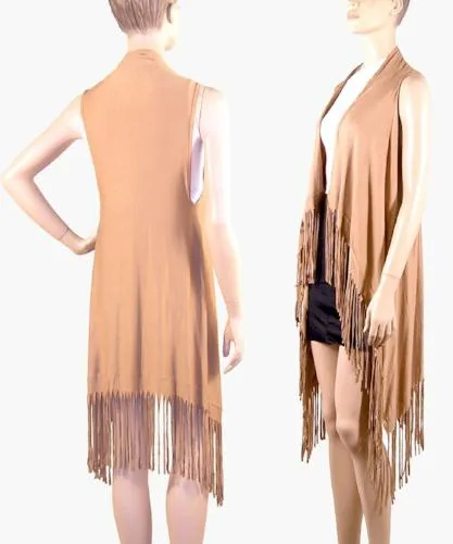 Suede-Feel Fringed Vests