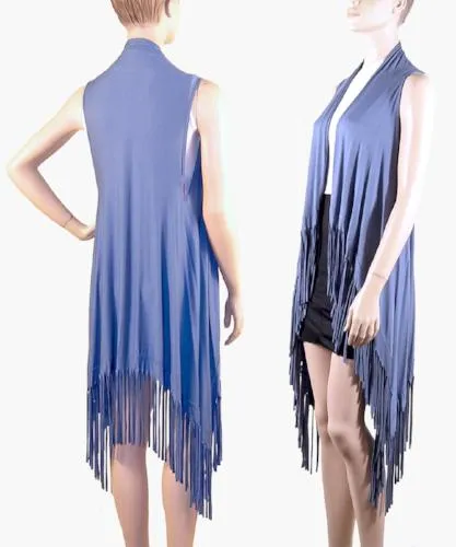 Suede-Feel Fringed Vests