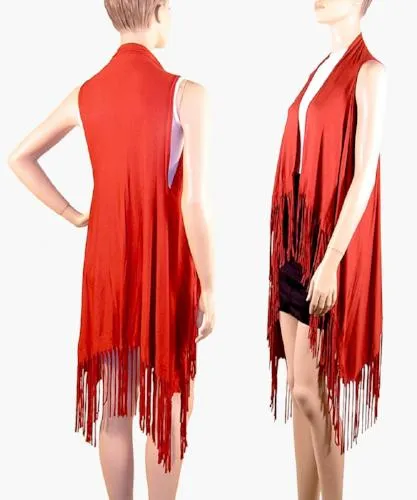 Suede-Feel Fringed Vests