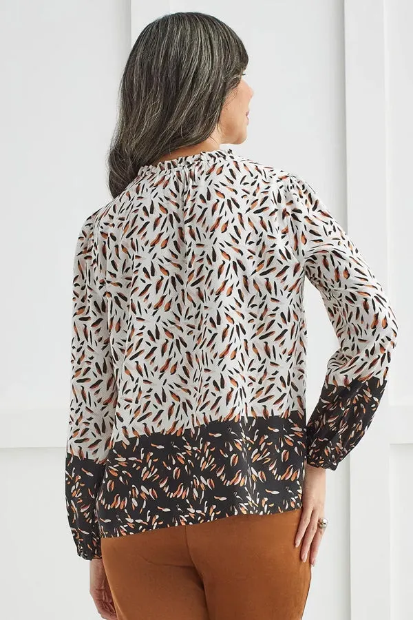 Tribal Tasseled Border Print Blouse