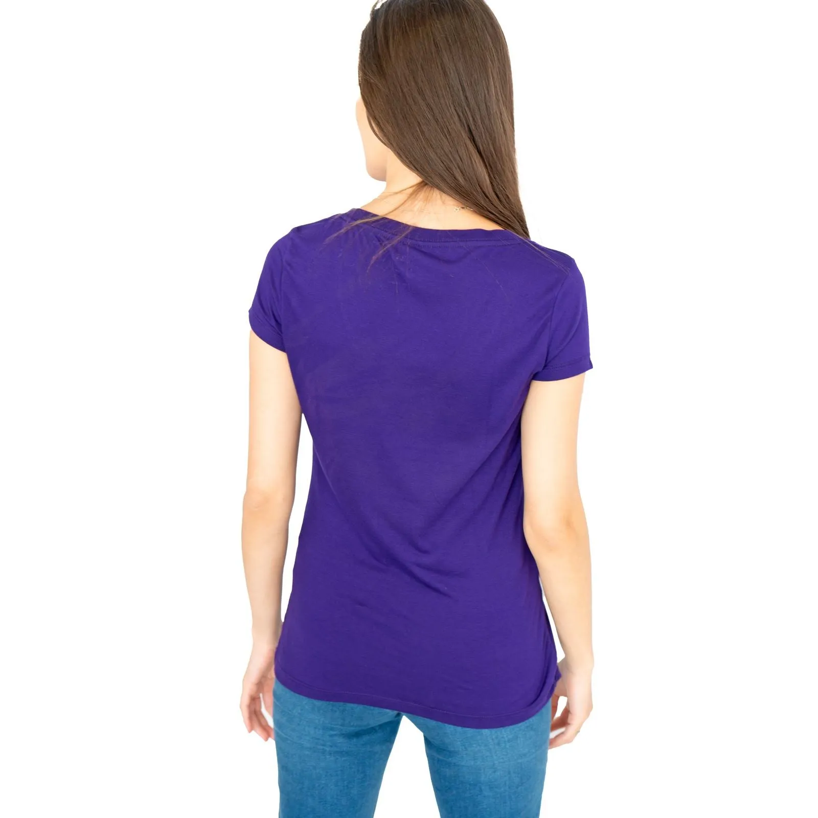 True Religion Purple Sequin Logo Short Sleeve Tops