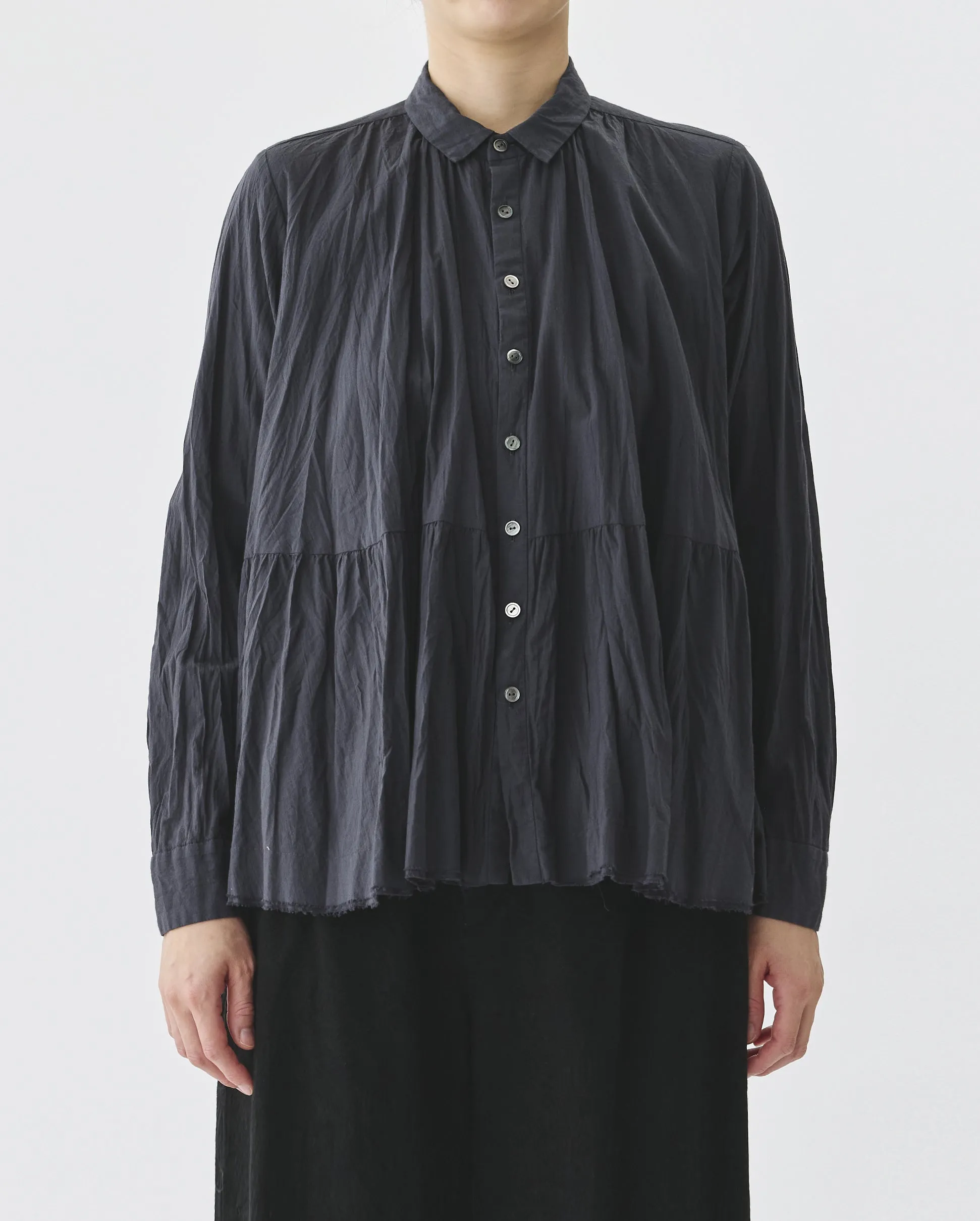 WASHED LAWN BLOUSE / CHARCOAL