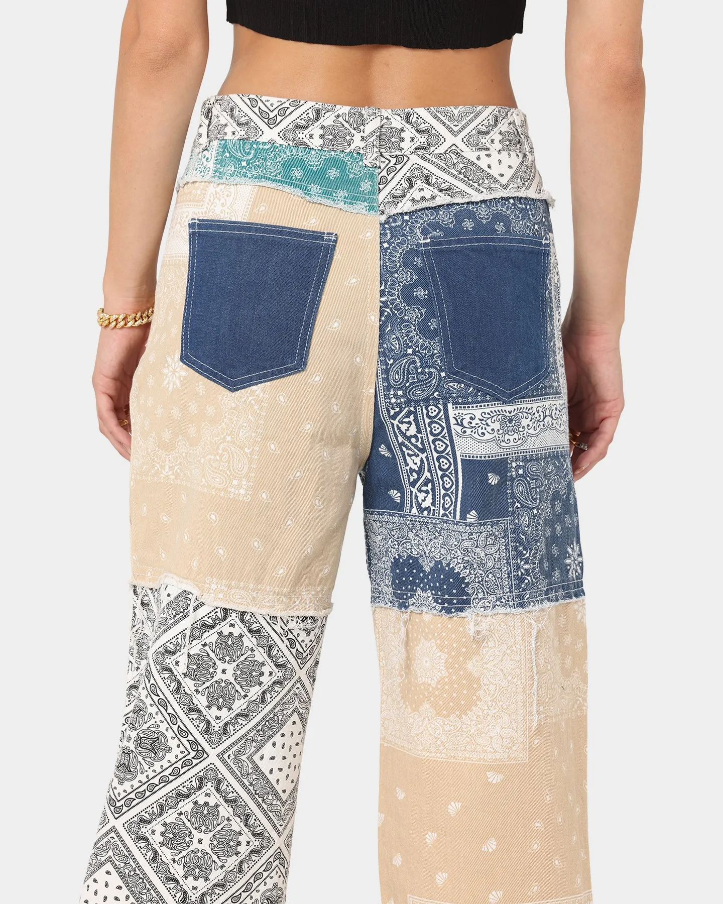 XXIII Women's Bandana Print Jeans Green