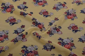 Yellow Printed Georgette Fabric